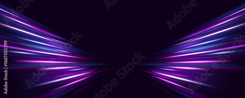 Visual tracks of neon glow flash along a futuristic road, blending particles, beams, and spark effects. Lines and flowing motion enhance the energy, motion, and sleek design of the scene.