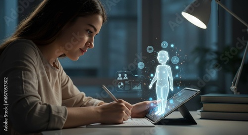 woman using tablet computer