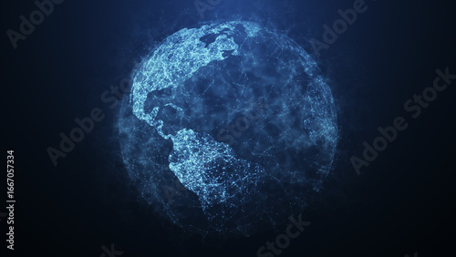 Photos A digital rendering of a globe in blue tones symbolizing intensity, energy and global connections