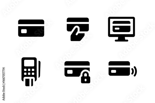Minimalist payment icons for digital transactions and security