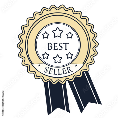 Best seller badge with ribbon, a vector illustration for marketing, promotion, and advertising campaigns to increase sales