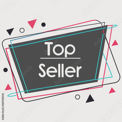Modern top seller badge with geometric shapes for business promotion and marketing