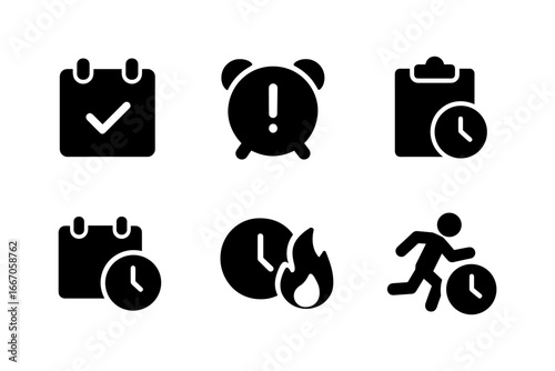 Essential time management icons for business and productivity