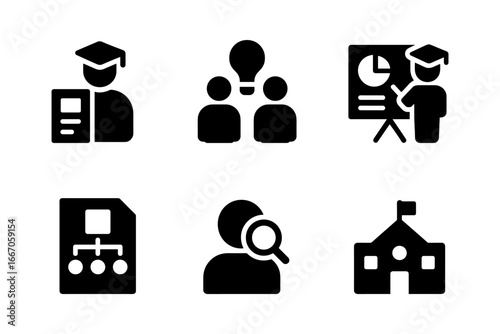 Education and learning icons set with school and presentation symbols