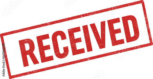 A red received stamp on a transparent  background with clear lettering and outline