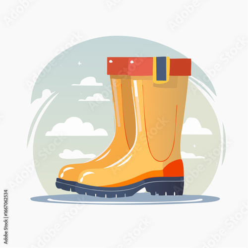 Illustration plate stylisée de chaussures imperméables