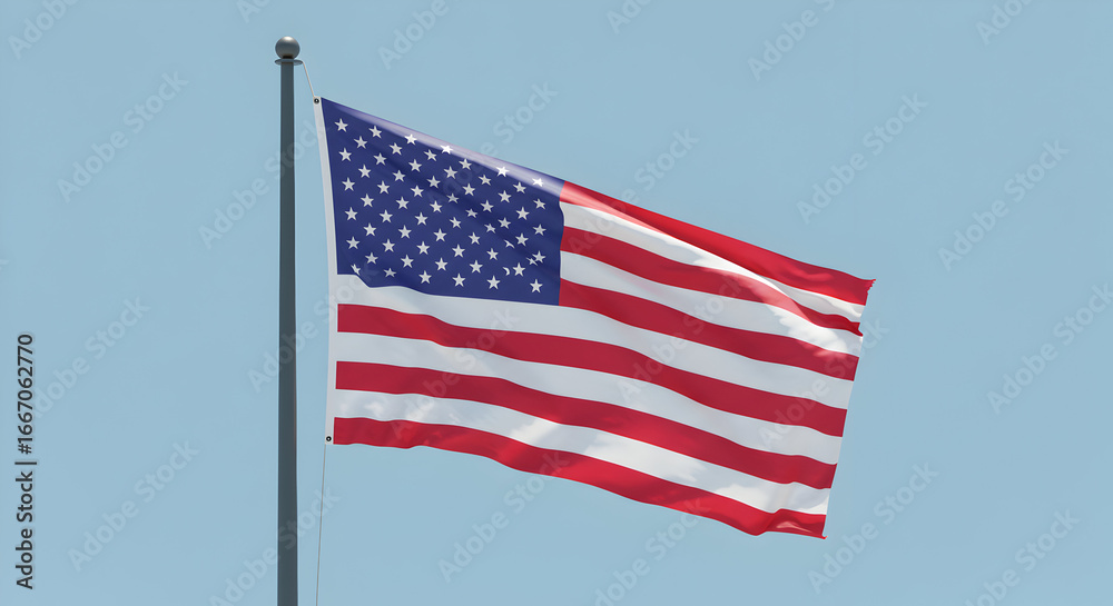 Obraz premium American flag waving proudly in the breeze a symbol of freedom and patriotism for the United States of America