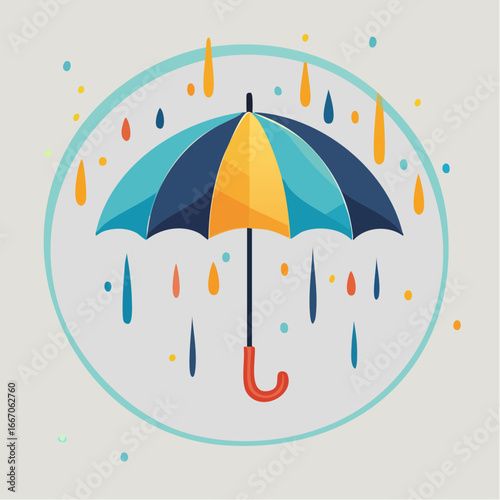 Illustration plate stylisée de parapluie coloré