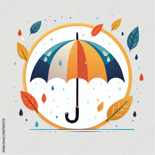 Icône vectorielle minimaliste d’un parapluie automnal