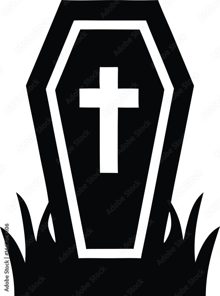 Obraz premium coffin silhouette vector icon illustration