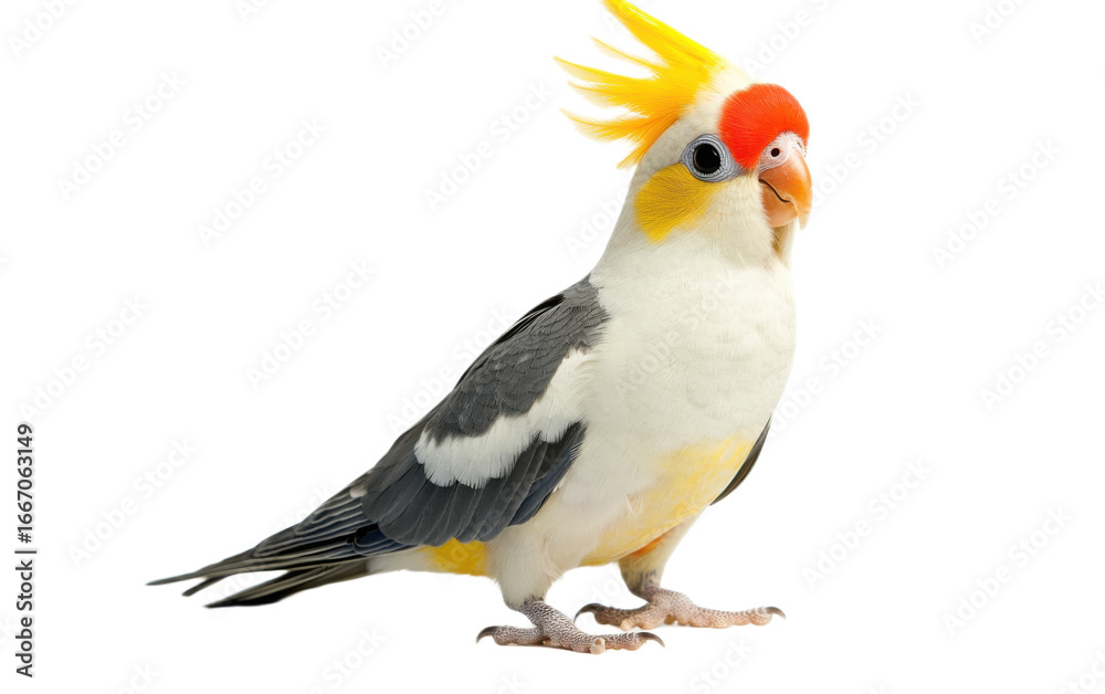 Fototapeta premium Full body of cockatiel on white background,png