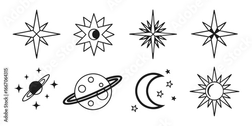 Celestial Icons: Stars, Planets, Moon, and Sun