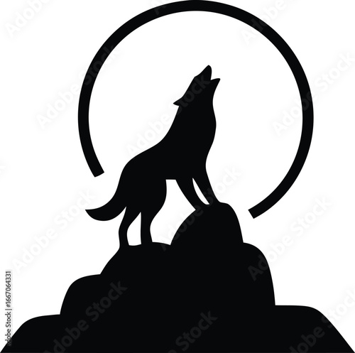 werewolf howling at moon silhouette icon
