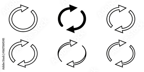 Circular Arrow Icons Set for Refresh and Repeat
