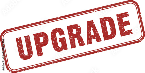 Red upgrade stamp on white background for business or technology concepts