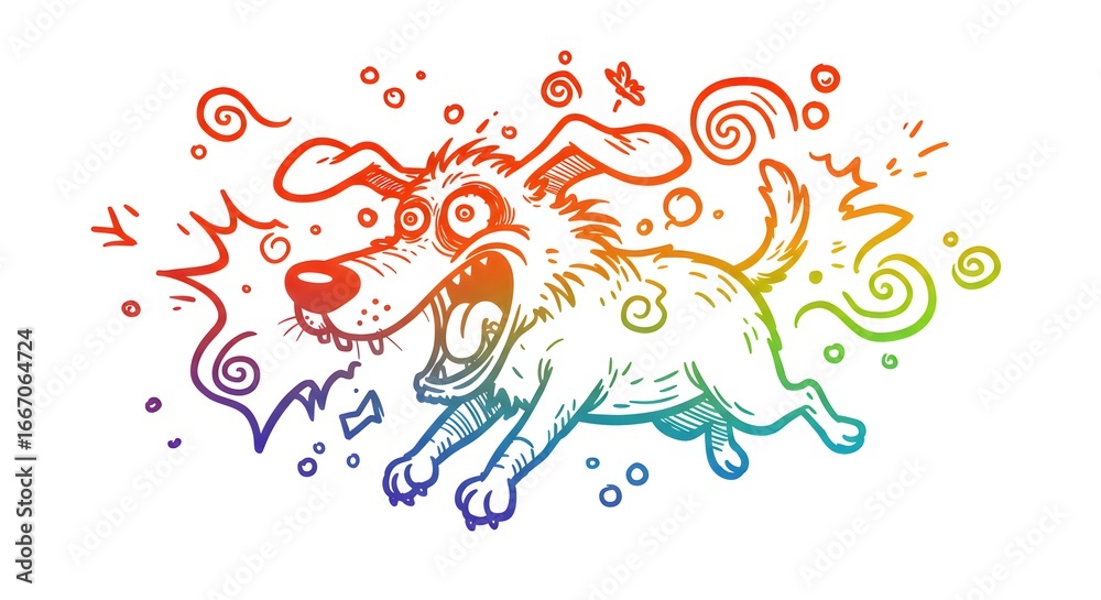 Obraz premium Excited Cartoon Dog Running with Excitement