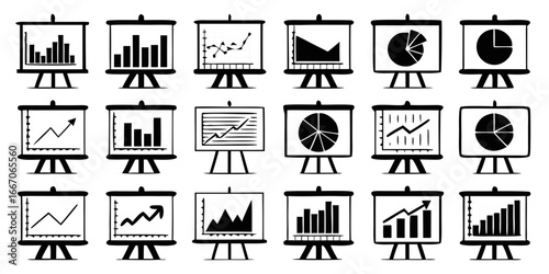Data visualization graph icons shapes 