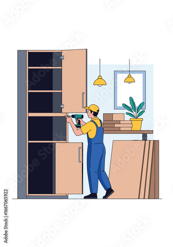 Professional assembly of furniture and cabinetry with precision and care