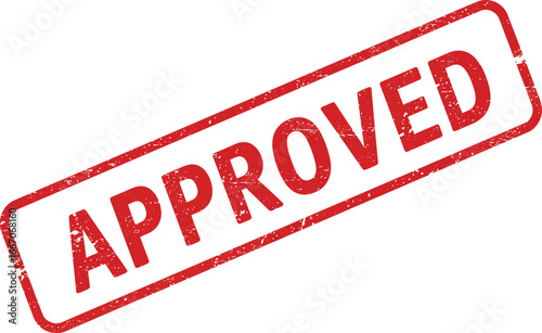Red approved stamp on transparent background for validation and confirmation purposes