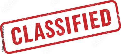 A red classified stamp on a transparent background for secure document marking purposes only