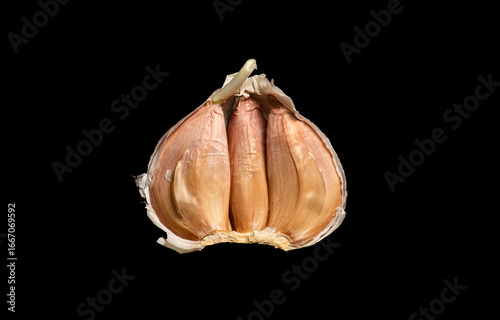 Garlic Bulb Segment Isolated on Black Background