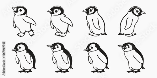 Cute Penguin Illustrations in Various Poses