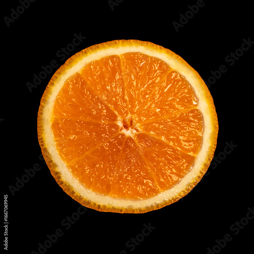 Fresh Orange Slice on Black Background