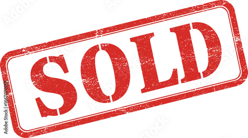 A red stamp with the word sold on a transparent background