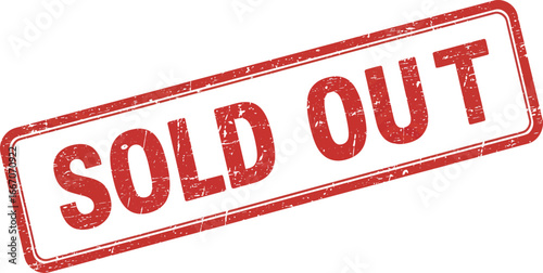 A red sold out stamp on a white background indicating unavailability on transparent background