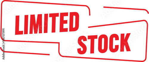 Limited stock red stamp on white background for indicating low inventory levels clearly on transparent background
