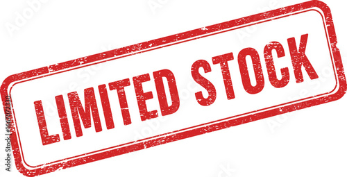 Limited stock available red stamp on white background on transparent background