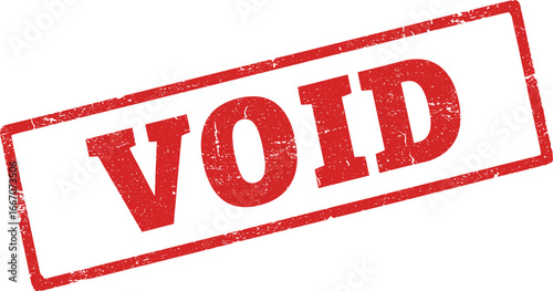 A red void stamp on a white background for invalid or canceled documents on transparent background