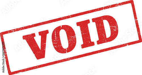 A red void stamp on a white background with a rectangular border on transparent background