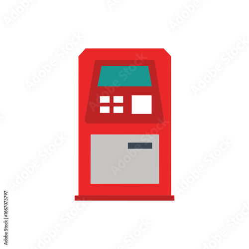 A red color atm vector art illustration