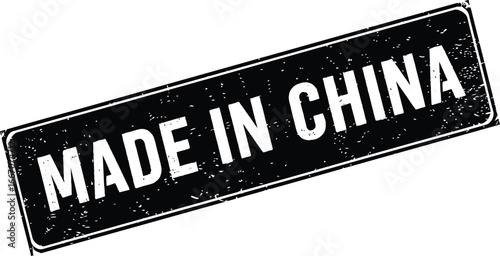 Made in china stamp or sticker for product origin identification on transparent background