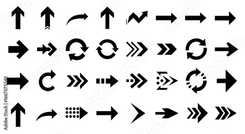 Dynamic Arrow Illustrations Showcasing Diverse Directions and Movements in Graphic Design