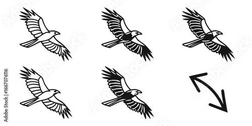 Stylized Black Silhouette of Birds in Flight