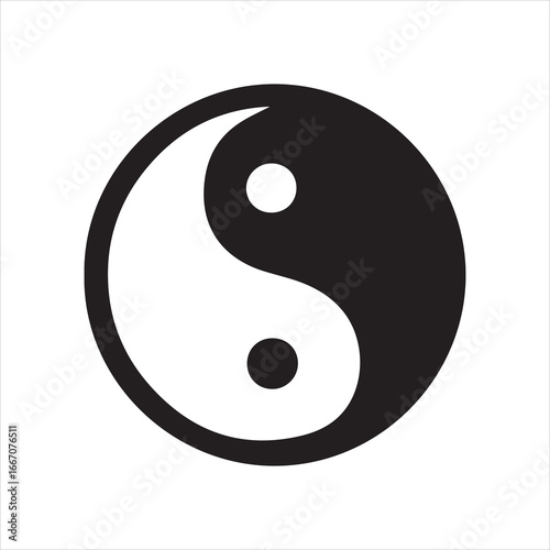 Yin Yang Balance icon silhouette vector with white background