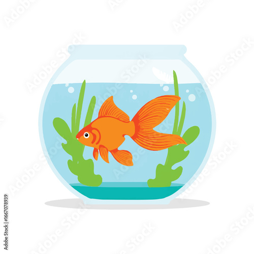 Goldfish and betta fish aquatic illustration