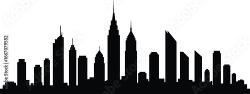 Modern city skyline vector silhouette, urban downtown cityscape illustration, skyscrapers skyline design, metropolitan buildings silhouette, city horizon vector art, cityscape outline