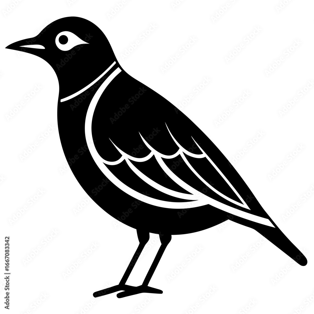 Obraz premium Silhouette of an eastern meadowlark bird in black vector art
