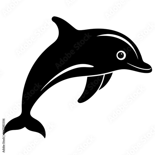 Elegant black silhouette of leaping dusky dolphins in a clean vector design