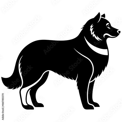 Black silhouette of a bernese mountain dog a loyal and striking canine breed