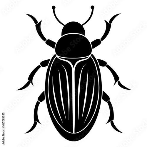 Black silhouette of a death feigning beetle