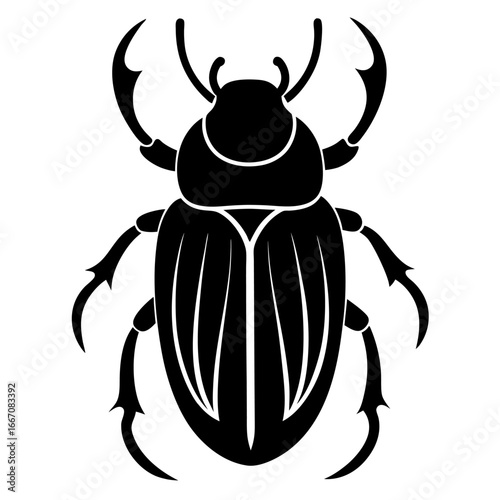 Black silhouette of a death feigning beetle