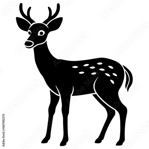 Elegant fallow deer silhouette for wildlife and nature designs