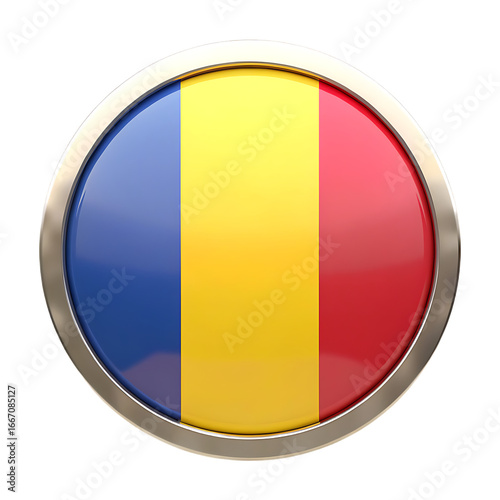 Round Emblem With Romanian Flag Colors And Silver Border circle isolated on a transparent background Free Download Round Emblem With Romanian Flag Colors And Silver Border circle isolated on a transparent background - GFXLoad