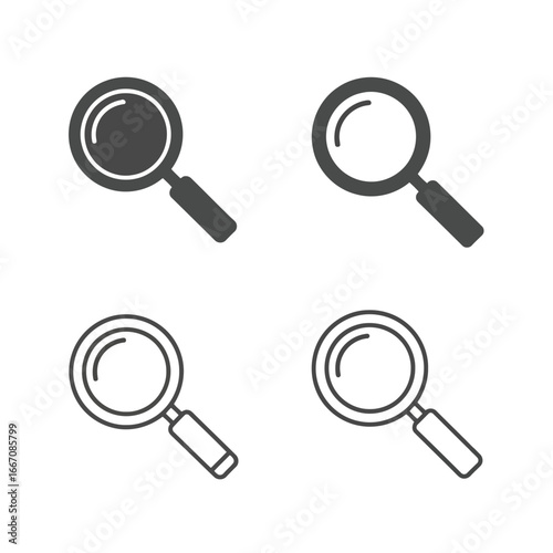 Set of magnifying glass icons isolated on white background
