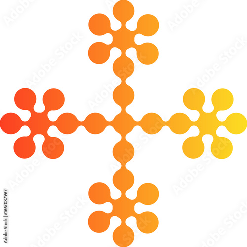 Gradient circles radiating outward in a modular geometric burst cluster with circular formation.