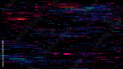 Digital noise glitch background with pixelated distortion. Abstract cyber data error texture for computer technology and electronic circuit.